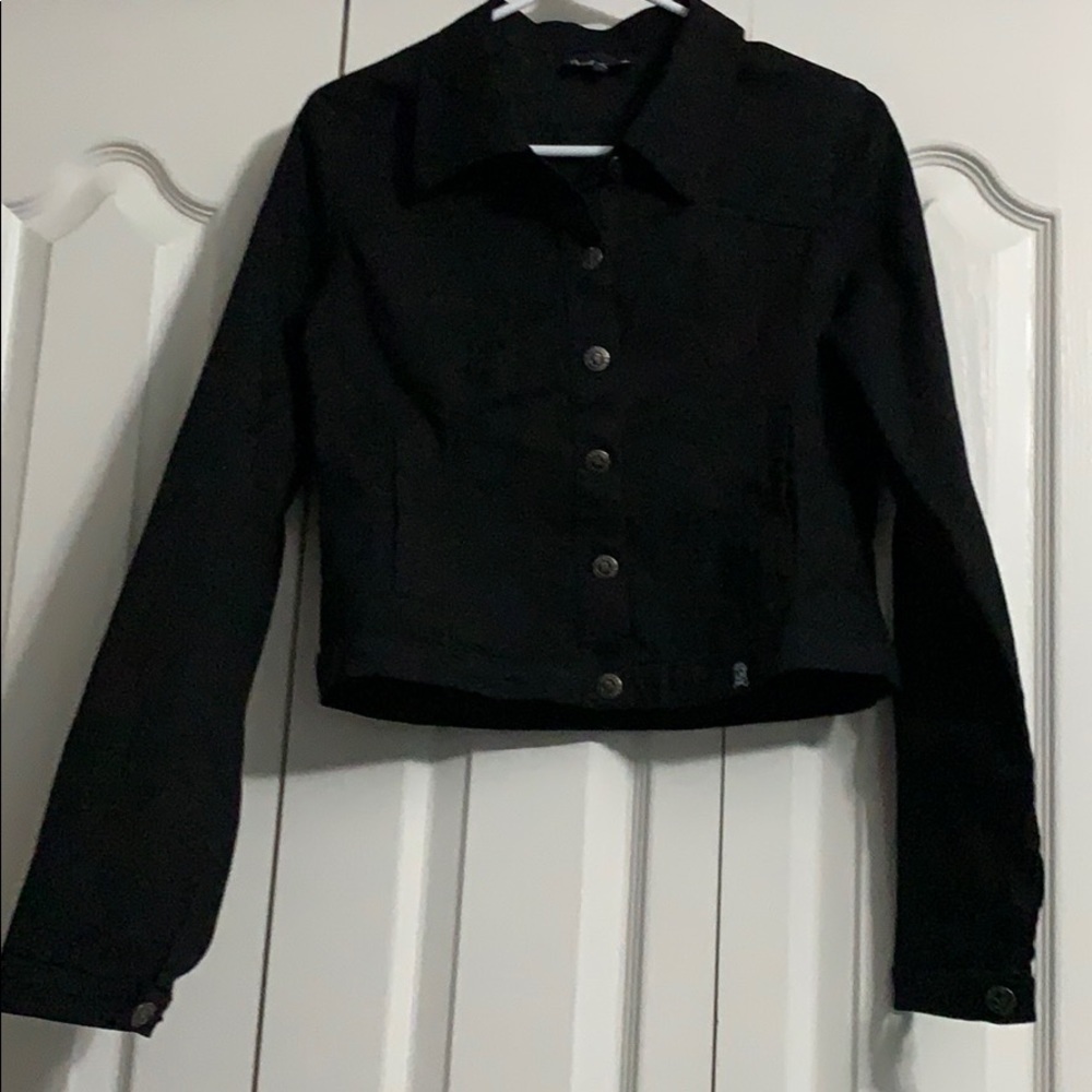 Sourpuss clothing crop black denim jacket